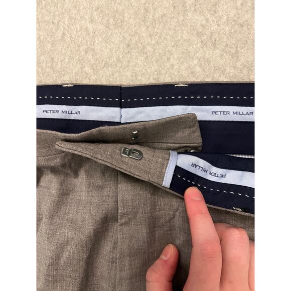Peter Millar Pants Mens Size 40R Textured Virgin Wool Lined‎ Cassual Formal Gray - Picture 8 of 12
